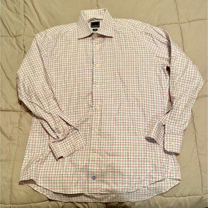 David Donahue Men's 16 32/33 Multi-Color Plaid Long Sleeve Cotton Button Shirt